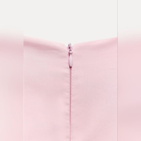 NWT ZARA SHORT gabardine corset voluminous pink dress - Picture 13 of 16